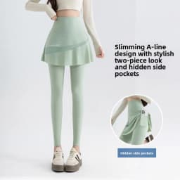High Waist Yoga Pants Women's Thin Sporty Bottom Skirt Two-Piece Suit Gold Wing Summer Autumn Elastic Leggings
