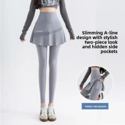 High Waist Yoga Pants Women's Thin Sporty Bottom Skirt Two-Piece Suit Gold Wing Summer Autumn Elastic Leggings