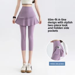 High Waist Yoga Pants Women's Thin Sporty Bottom Skirt Two-Piece Suit Gold Wing Summer Autumn Elastic Leggings