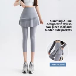 High Waist Yoga Pants Women's Thin Sporty Bottom Skirt Two-Piece Suit Gold Wing Summer Autumn Elastic Leggings