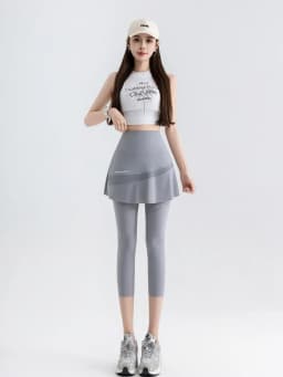 High Waist Yoga Pants Women's Thin Sporty Bottom Skirt Two-Piece Suit Gold Wing Summer Autumn Elastic Leggings