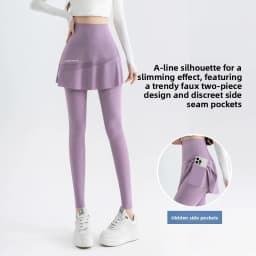 High Waist Yoga Pants Women's Thin Sporty Bottom Skirt Two-Piece Suit Gold Wing Summer Autumn Elastic Leggings