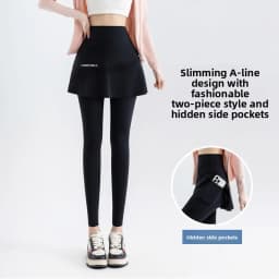 High Waist Yoga Pants Women's Thin Sporty Bottom Skirt Two-Piece Suit Gold Wing Summer Autumn Elastic Leggings