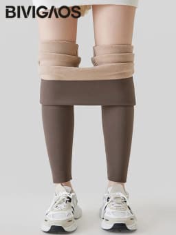 BIVIGAOS New Autumn Winter Alpaca Velvet Shark Leggings Women Thick Warm Leggings High Waist Seamless Slim-Fit Thermal Pants