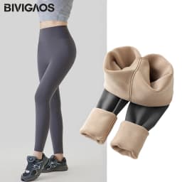 BIVIGAOS New Autumn Winter Alpaca Velvet Shark Leggings Women Thick Warm Leggings High Waist Seamless Slim-Fit Thermal Pants
