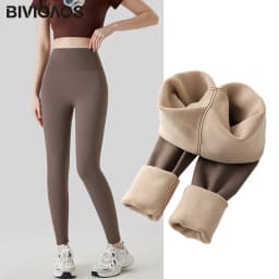 BIVIGAOS New Autumn Winter Alpaca Velvet Shark Leggings Women Thick Warm Leggings High Waist Seamless Slim-Fit Thermal Pants