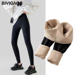 BIVIGAOS New Autumn Winter Alpaca Velvet Shark Leggings Women Thick Warm Leggings High Waist Seamless Slim-Fit Thermal Pants