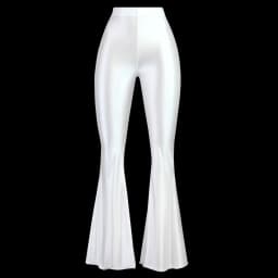 Women's High Waist Glossy Shiny Smooth Yoga Fitness Dance Leggings Solid Color Bell-Bottoms Opaque Disco Pants Trousers MJINM