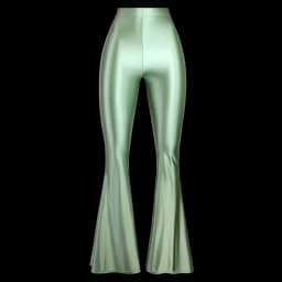 Women's High Waist Glossy Shiny Smooth Yoga Fitness Dance Leggings Solid Color Bell-Bottoms Opaque Disco Pants Trousers MJINM