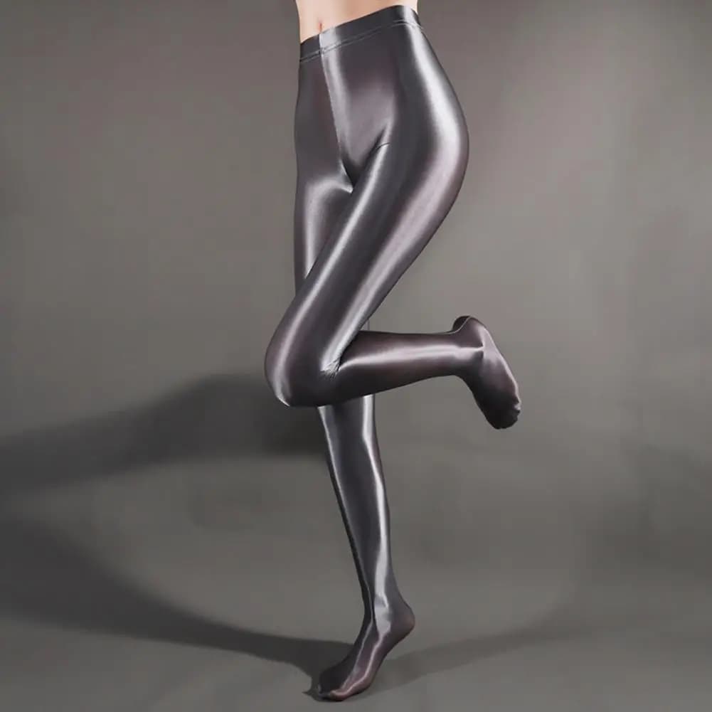 Stage Performance Leggings Glossy Shiny High Waist Fitness with Socks Stage Show Skinny Yoga Trousers Women Clothing