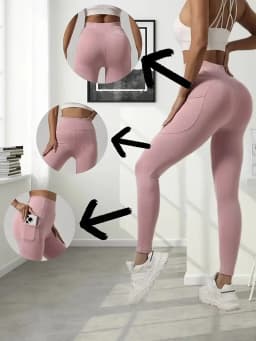 Women High Waist Butt Lifting Pocket Leggings Elastic Skin-Friendly Tight Base Pants Fitness Gym Running Casual Daily Streetwear
