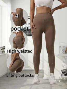 Women High Waist Butt Lifting Pocket Leggings Elastic Skin-Friendly Tight Base Pants Fitness Gym Running Casual Daily Streetwear