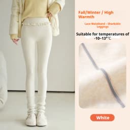Fashion Womens Elastic Ruffle Waist Sharkskin Pants Autumn Winter Fleece Thick Warm Leggings Woman Solid Slim Butt Lift Leggings