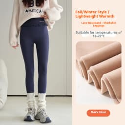 Fashion Womens Elastic Ruffle Waist Sharkskin Pants Autumn Winter Fleece Thick Warm Leggings Woman Solid Slim Butt Lift Leggings