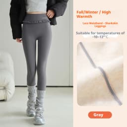 Fashion Womens Elastic Ruffle Waist Sharkskin Pants Autumn Winter Fleece Thick Warm Leggings Woman Solid Slim Butt Lift Leggings