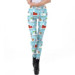 NADANBAO Christmas Leggings Elf Printed Cosplay Trousers Mid Waist Elastic Pants Girls Lady Holiday Party Leggings Sexy Tights
