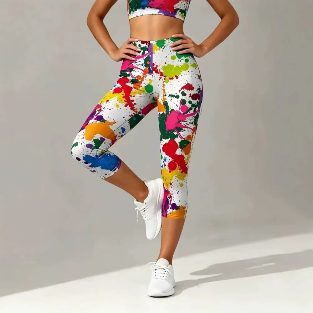 Women Retro Comic Graffiti Letter Print High Waisted Leggings Slimming Skin-Friendly Breathable Soft Flattering Gym Comfy