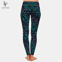 LETSFIND Brands Summer Women Black Leggings Aztec Printing Sexy High Waist High Elastic Milk Silk Fitness Leggings