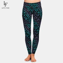 LETSFIND Brands Summer Women Black Leggings Aztec Printing Sexy High Waist High Elastic Milk Silk Fitness Leggings