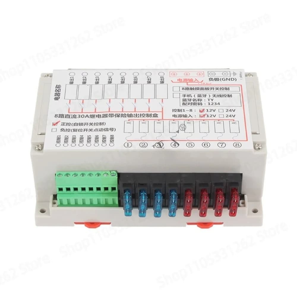 12V 8 Way Fuse Relay Box with 8 5-Pin Relays 30A for RV Camper Car Truck Boat