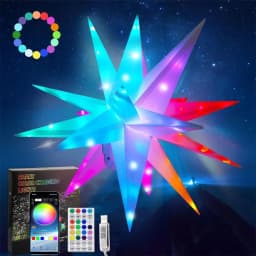 Dia40/50/60CM Smart Christmas Star Tree Topper Moravian Star Light LED Bluetooth App & RGBIC Remote Firework Starburst Light