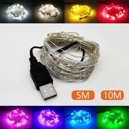USB LED Fairy Lights Copper Wire String 5M 10M Holiday Indoor Night Lamp Garland For Christmas Tree Wedding Party Decoration
