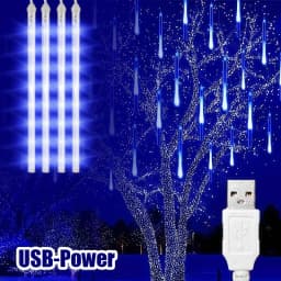 USB Meteor Shower Lights 30CM8Tubes-50CM8Tubes LED String Warm White Blue Colorful IP54 Waterproof 8 Mode Christmas Garden Decor