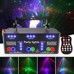 HCWE  21 Lens LED Stage Lamp DJ Projector Strobe Effect Laser Lights Party 21 Eyes Disco Light for Night Club Bar KTV Lighting