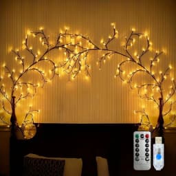 USB Branch String Lights Warm White Twig Decoration Remote Control 8 Modes Indoor Rattan Lights for Bedroom Wall Christmas Decor
