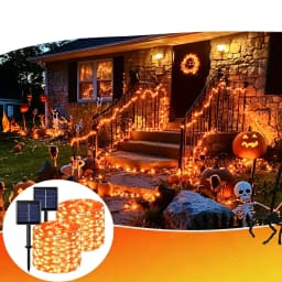 7M/12M/17M/22M Halloween Solar String Lights Outdoor Orange LED Copper Wire Fairy Lights 8 Modes IP65 Waterproof Party Decor