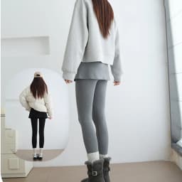 Autumn Winter Warm Fleece Lined Skirt Leggings Women All Match Hip Cover Casual Wear Legging Woman Two Fake Pieces Slim Pants