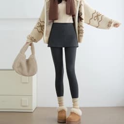 Autumn Winter Warm Fleece Lined Skirt Leggings Women All Match Hip Cover Casual Wear Legging Woman Two Fake Pieces Slim Pants