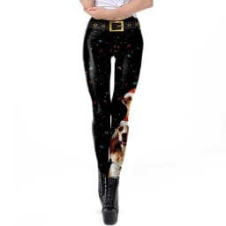 Nadanbao Xmas Bell Striped Print Leggings Women Soft Elastic Yoga Pants Christmas Party Festive Trousers Workout Sports Bottoms