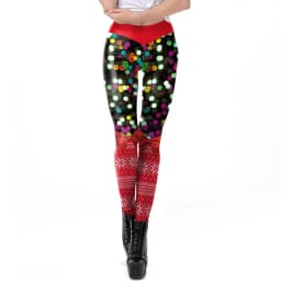 Nadanbao Xmas Bell Striped Print Leggings Women Soft Elastic Yoga Pants Christmas Party Festive Trousers Workout Sports Bottoms