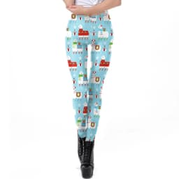 Nadanbao Xmas Bell Striped Print Leggings Women Soft Elastic Yoga Pants Christmas Party Festive Trousers Workout Sports Bottoms