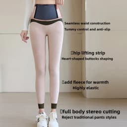 Women's Elastic Slim High Waist Leggings Autumn Winter Thick Fleece Lined Sharkskin Pants Woman Tummy Control Butt Lift Leggings