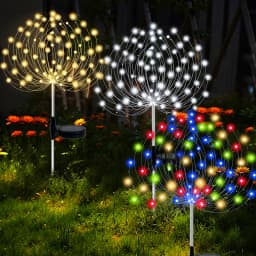 Solar Firework Stake Lights 60-420LED Lamps 8 Modes Waterproof IP54 Rating Warm White White Colorful Yard Patio Holiday Decor