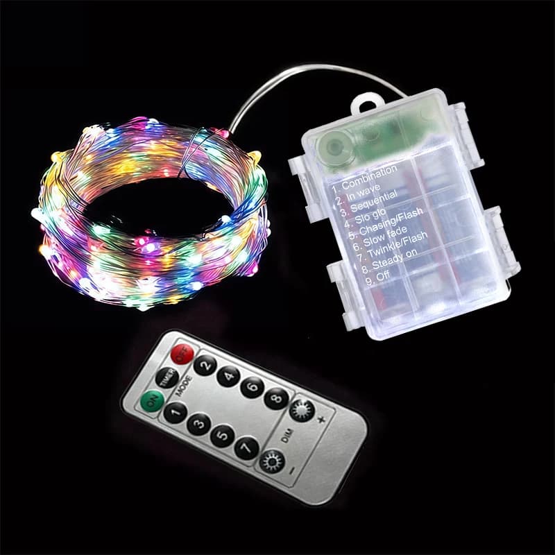 Remote LED Copper String Lights 5M50LED-30M300LED Battery Box Design IP54 Waterproof Flash Wave Steady Modes Festival Home Decor