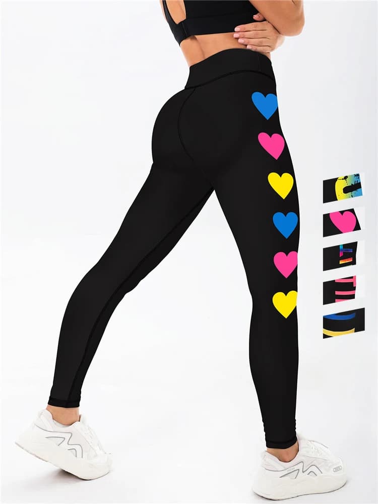 New Yoga Pants Colorful Yellow Blue Gradient Letter Tight Sports Women's Underpants Personalized Fitness Printed Elastic Pants