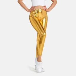 Women's Leggings Sexy High Waist Shiny Metallic Leggings Dance Yoga Skinny Pants for Women's Trousers Nightclub Party Punk Pants