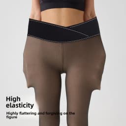 Women's Winter Fleece Lined Leggings High Waist Cross Waist 9/10 Length Skinny Pants  Seamless Nylon Plus Size Push Up Tights
