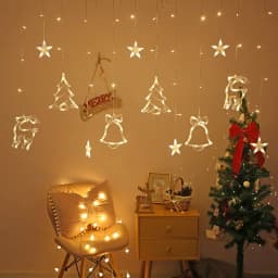 Christmas Fairy Curtain String Lights 3.4M LED Star Deer 220V 110V Garland Festoon for Xmas Tree New Year Navidad Party Decor