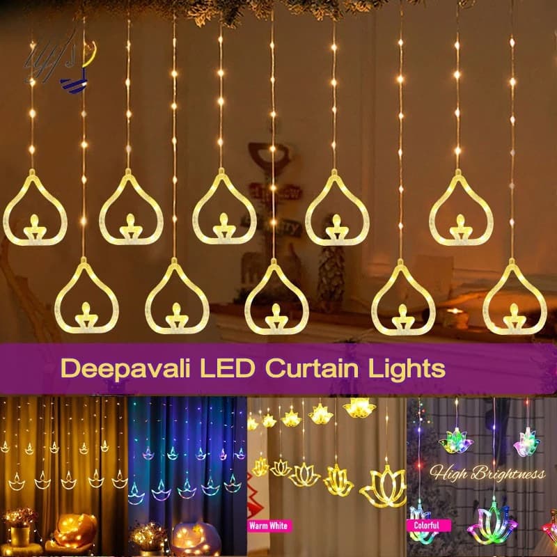 LED Light String EU Plug-in Decorative Curtain Atmosphere Lights Christmas Halloween Birthday Parties Indoor Lighting Fixture