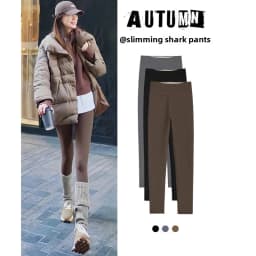 Fashion High Waist Slim Shark Pants Women Autumn Winter Fleece Lined Thermal Leggings Woman Elastic Soft Ankle-Length Yoga Pants