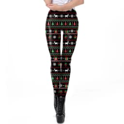 Nadanbao Santa Claus Snowman Print Leggings Women Red Green Plaid Christmas Pants Sexy Slim Elastic Trousers Xmas Party Bottoms