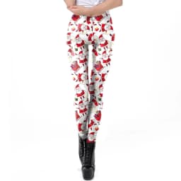 Nadanbao Santa Claus Snowman Print Leggings Women Red Green Plaid Christmas Pants Sexy Slim Elastic Trousers Xmas Party Bottoms
