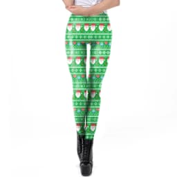 Nadanbao Santa Claus Snowman Print Leggings Women Red Green Plaid Christmas Pants Sexy Slim Elastic Trousers Xmas Party Bottoms