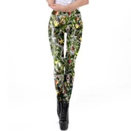 Nadanbao Santa Claus Snowman Print Leggings Women Red Green Plaid Christmas Pants Sexy Slim Elastic Trousers Xmas Party Bottoms