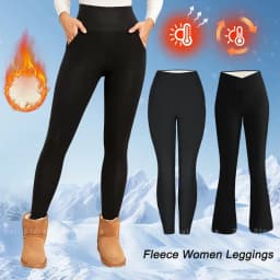 Fleece Women Leggings Thick Flared Pants High-Waisted Thermal Tights Tummy Control Winter Warm Legging Casual Wear