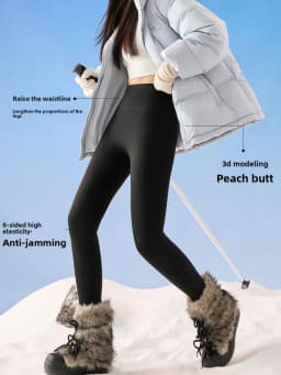 Elastic High Waist Tummy Control Sharkskin Leggings Women Winter Thick Warm Thermal Pants Female Solid Butt Lifting Yoga Pants